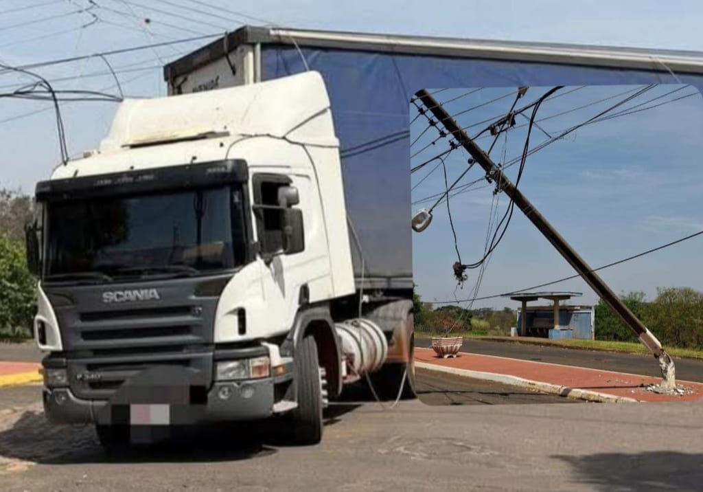 Acidente em Martinópolis derruba poste e deixa fios danificados