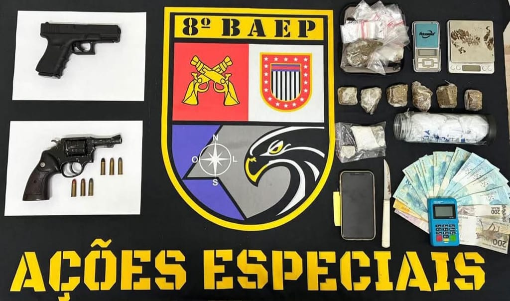 BAEP prende homem por tráfico de drogas e porte ilegal de arma