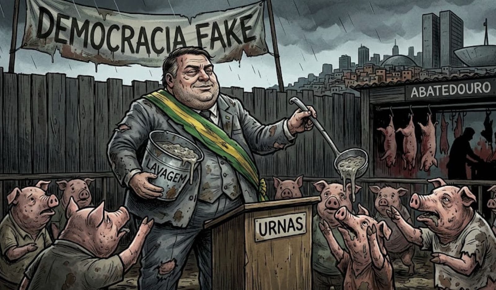 O som da lavagem no chão do abatedouro