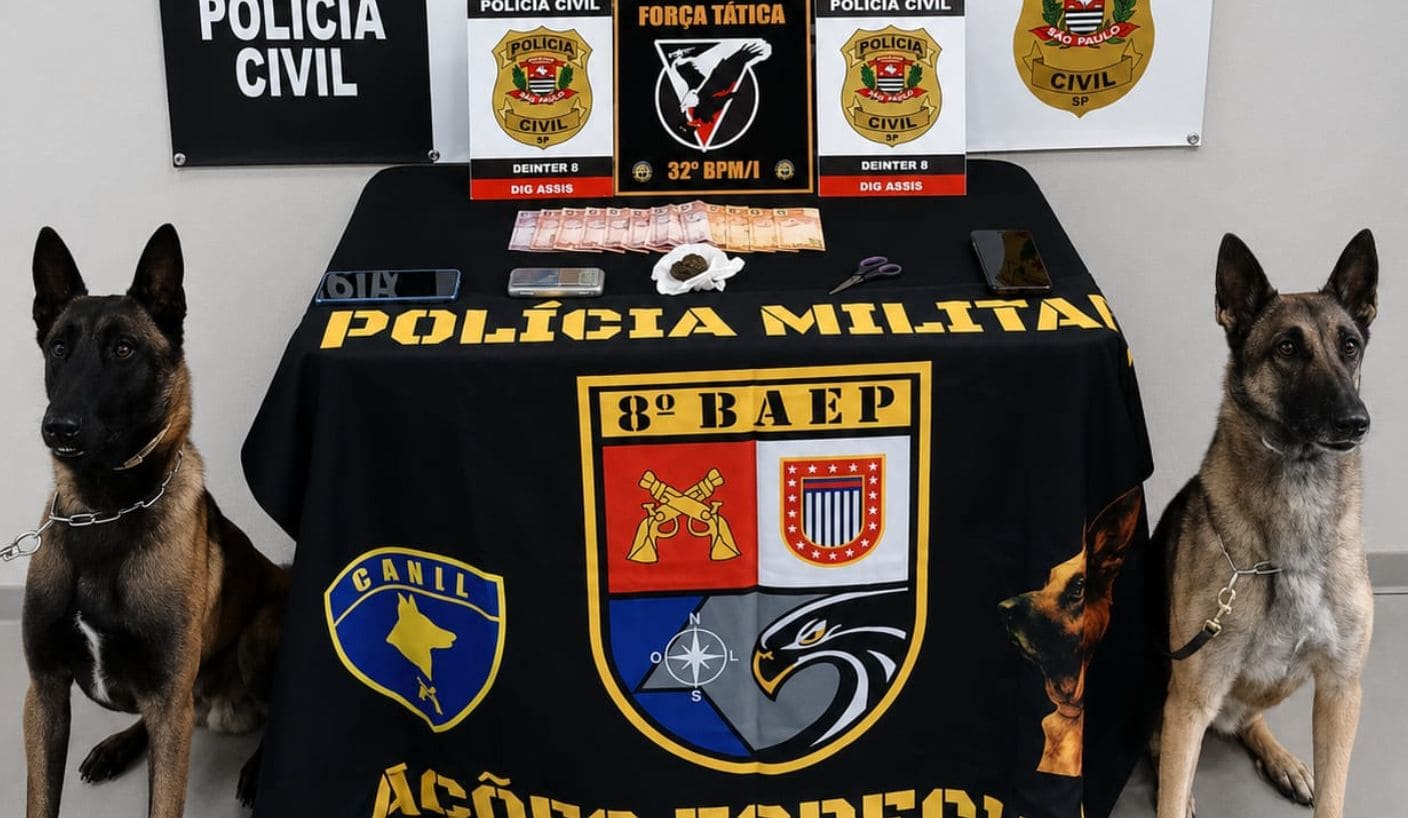 BAEP Canil localiza droga escondida em lixeira durante operação em Assis